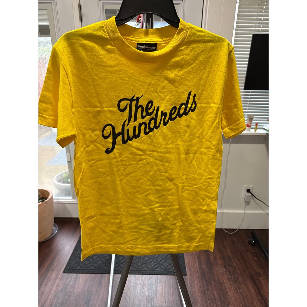 The Hundreds Forever Slant Script Logo T-Shirt Men's Small Yellow NWOT